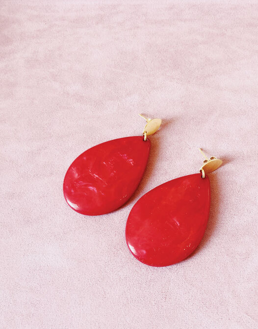 Coral Red Resin Drop -  - large