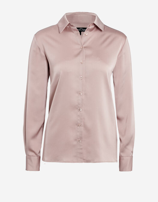 satijnen blouse met knopen en lange mouwen licht roze Estee packshot