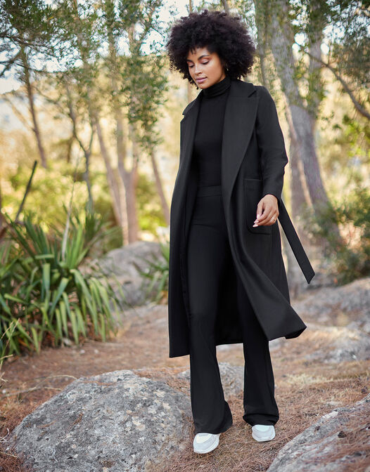overslag jas met ceintuur zwart wol Rosie