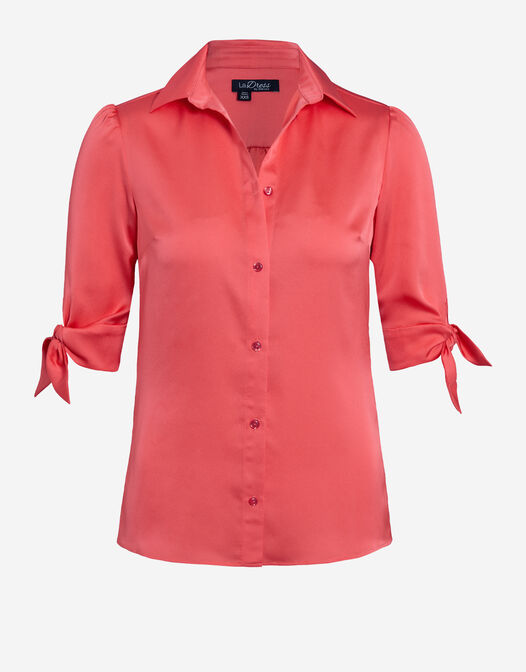 blouse met knopen en strik koraal packshot Alison