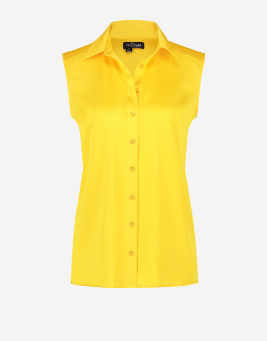 satijnen blouse zonder mouwen geel Viola packshot