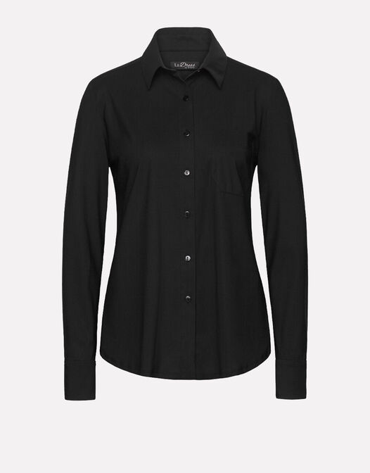Blouse jersey lycra knopen zwart packshot Annie