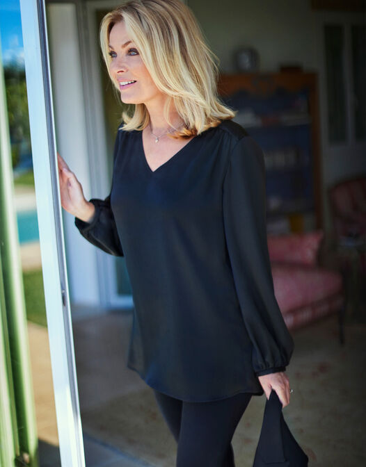 blouse tuniek zwart lange mouwen Aja 