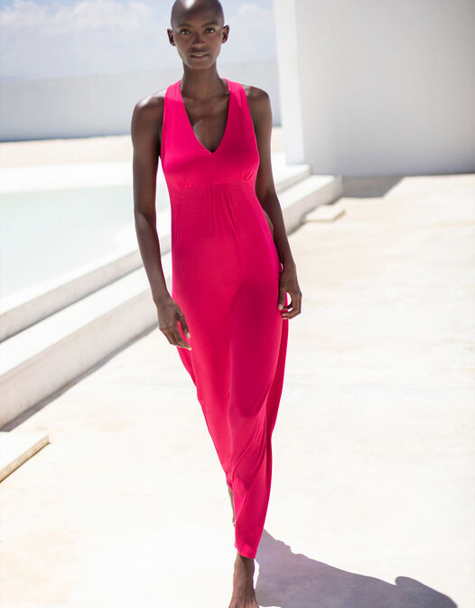 maxi jurk met open rug roze Josephine