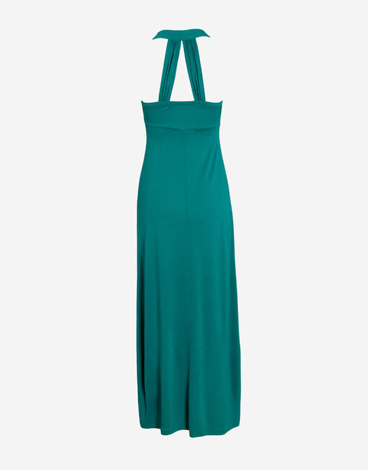 maxi jurk met open rug groen Josephine packshot achterkant 