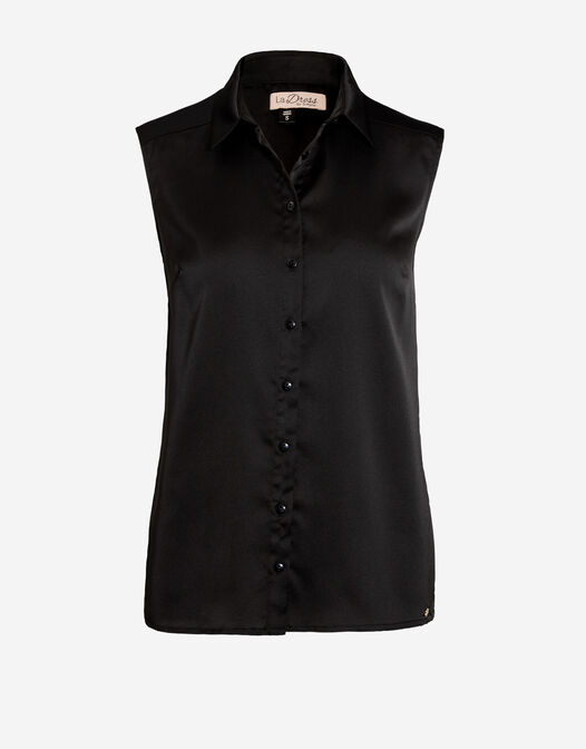 satijnen blouse zonder mouwen zwart Viola packshot
