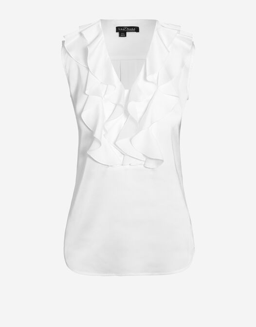 blouse mouwloos met ruches wit blanche packshot