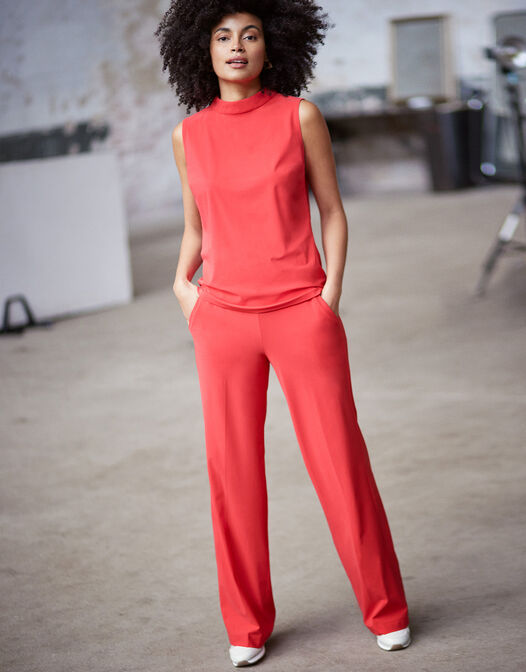 broek jersey lycra wijde pijpen Londen rood