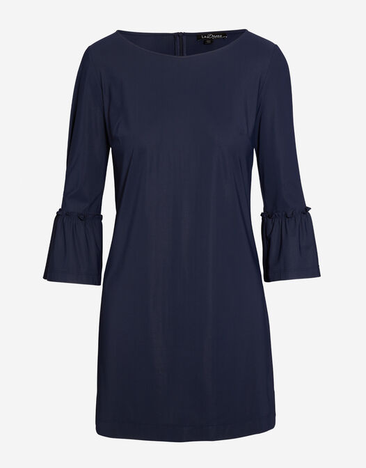tuniek met ruche mouwen jersey lycra blauw Sophie packshot