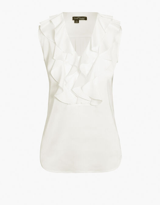 blouse mouwloos met ruches wit blanche packshot