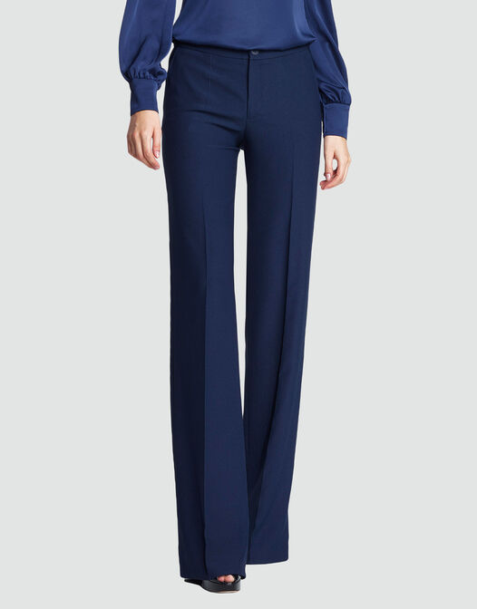 lange broek crepe satijn blauw navy Geneva packshot