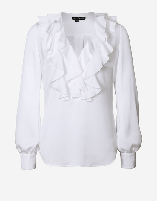 blouse met ruches lange mouwen wit Clemence packshot