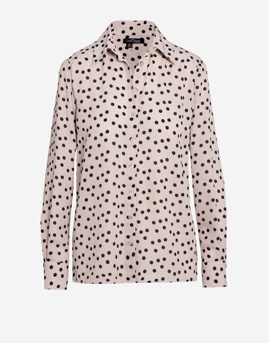 blouse met knoopjes beige met zwarte stippen Louisa packshot
