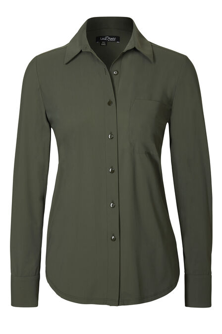 Blouse jersey lycra knopen groen packshot Annie