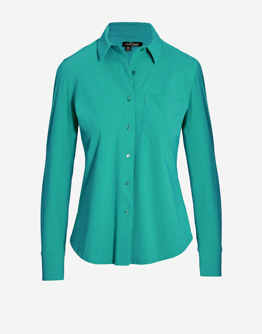 Blouse jersey lycra knopen groen packshot Annie