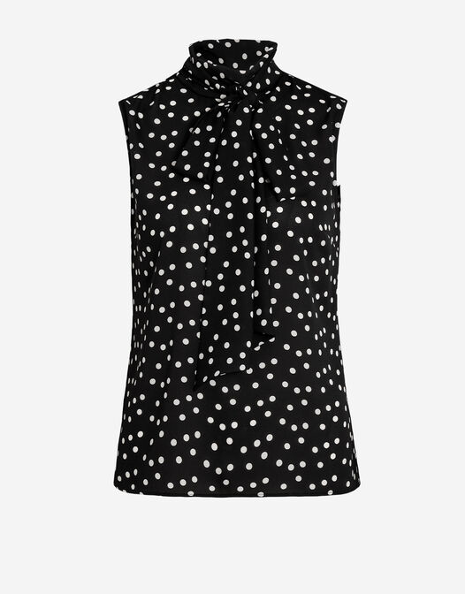 satijnen pussy bow blouse zonder mouwen polkadot Renee packshot