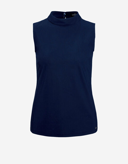Mouwloze top jersey lycra packshot blauw Amber