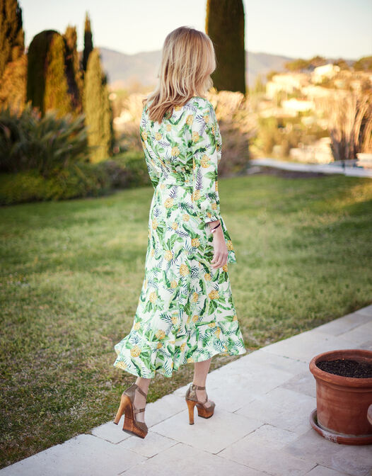 jurk omslag midi ananas print Nicole