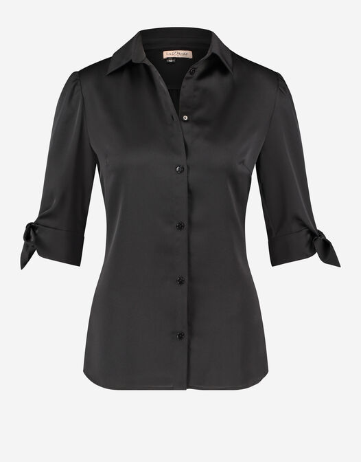 blouse met knopen en strik zwart packshot Alison