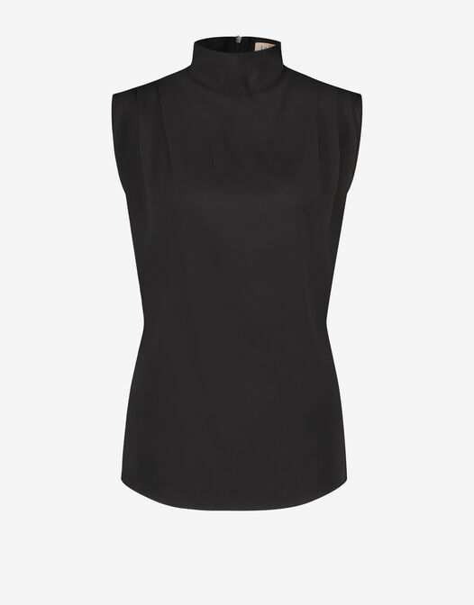 blouse mouwloos met kraag zwart Chrissy parkshot