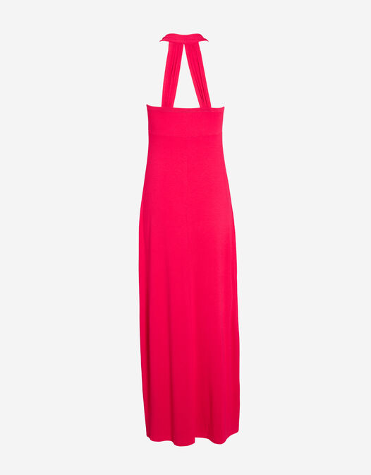 maxi jurk met open rug roze Josephine packshot achterkant 
