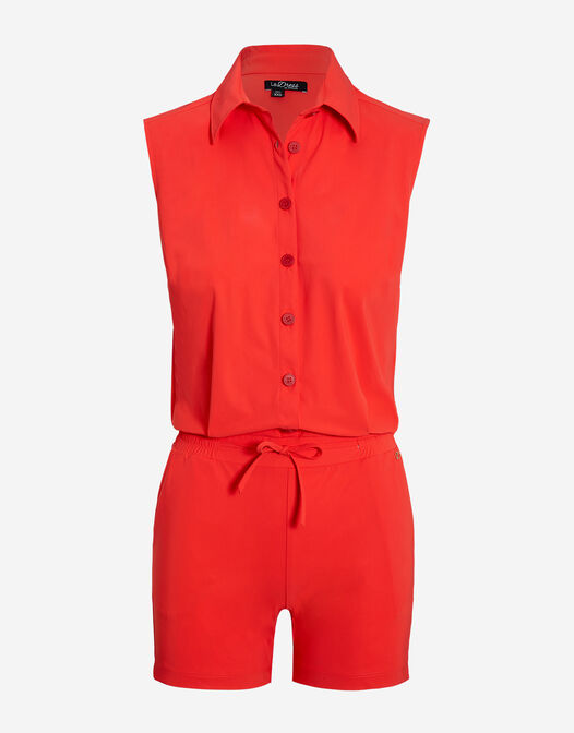 playsuit met kraagje mouwloos rood Faye packshot