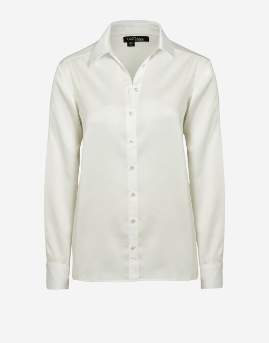 satijnen blouse met knopen en lange mouwen wit Estee packshot