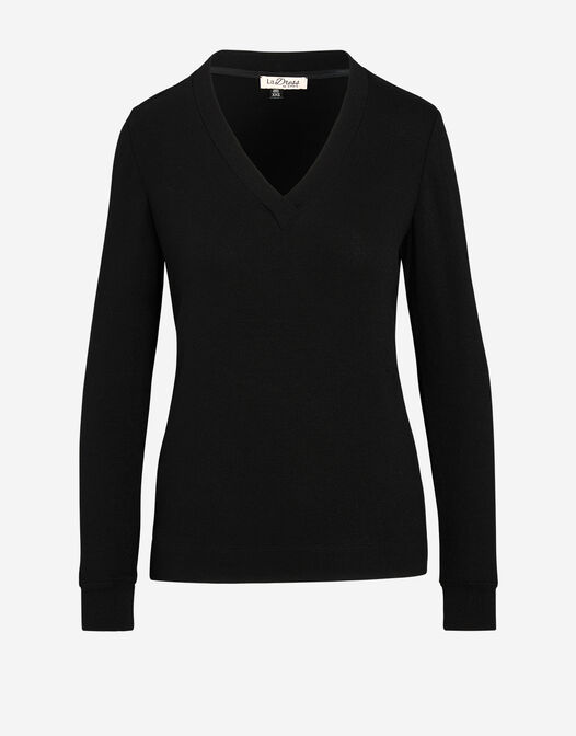 jumper met v hals zwart wol