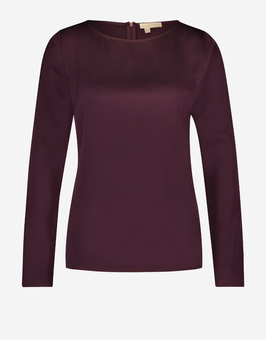 satijnen blouse lange mouwen bordeaux rood Dorian packshot