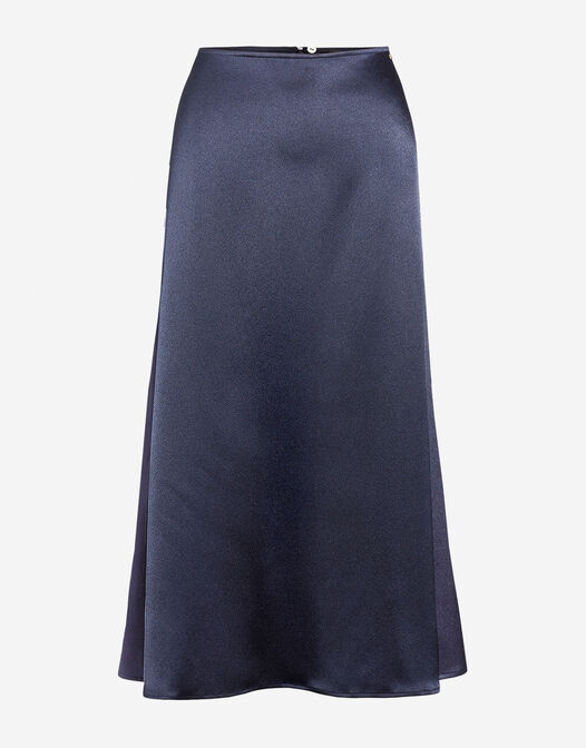 midi rok satijn donkerblauw Kendall packshot