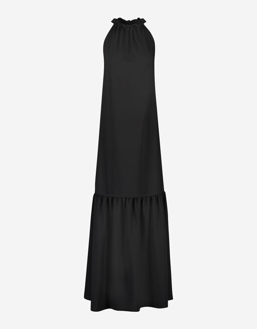 lange zomerjurk met halter zwart Valentina packshot
