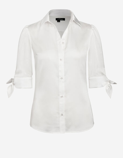 blouse met knopen en strik wit packshot Alison