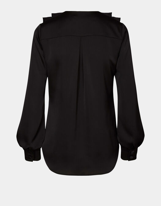 blouse met ruches lange mouwen zwart Clemence packshot achterkant