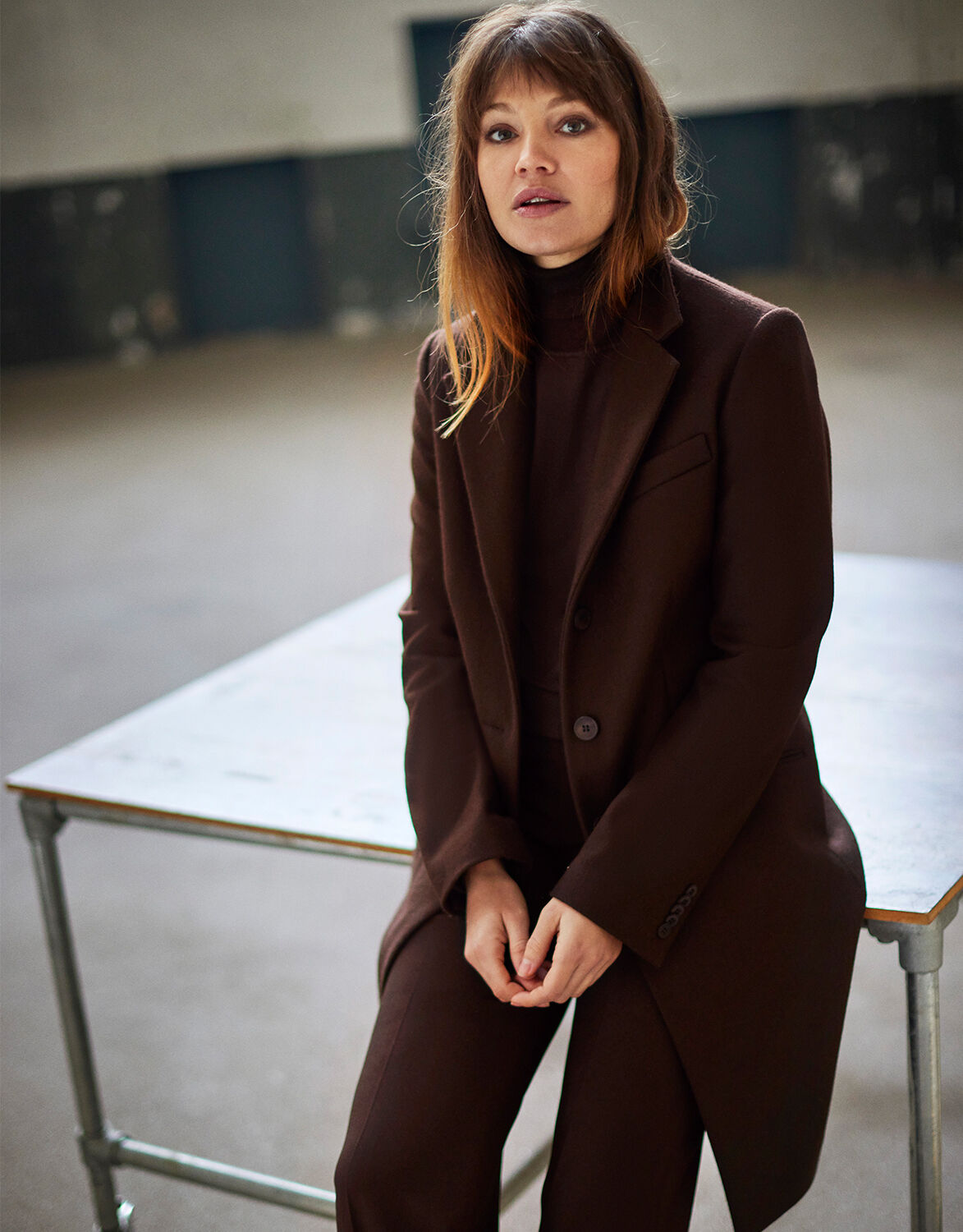 Chocolate discount wool coat