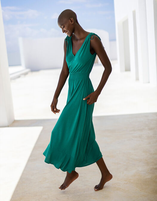maxi jurk jersey groen Jackie