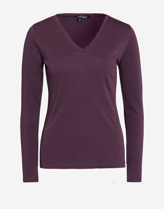 katoenen shirt met v hals Lewis bordeaux rood packshot