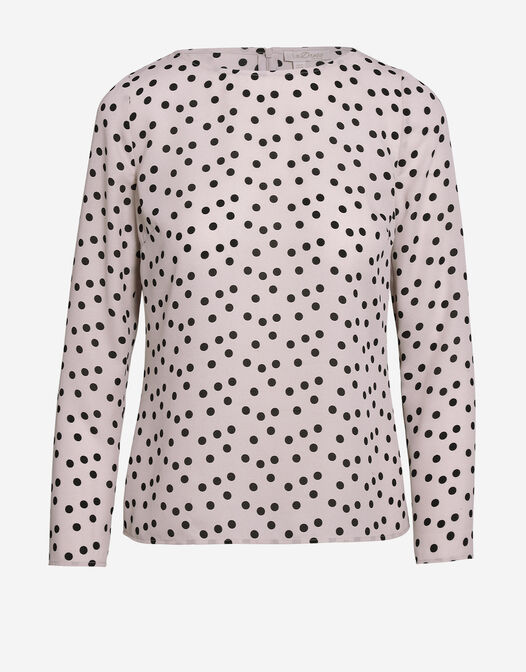 blouse beige met stippen chiffon crepe Zoe packshot