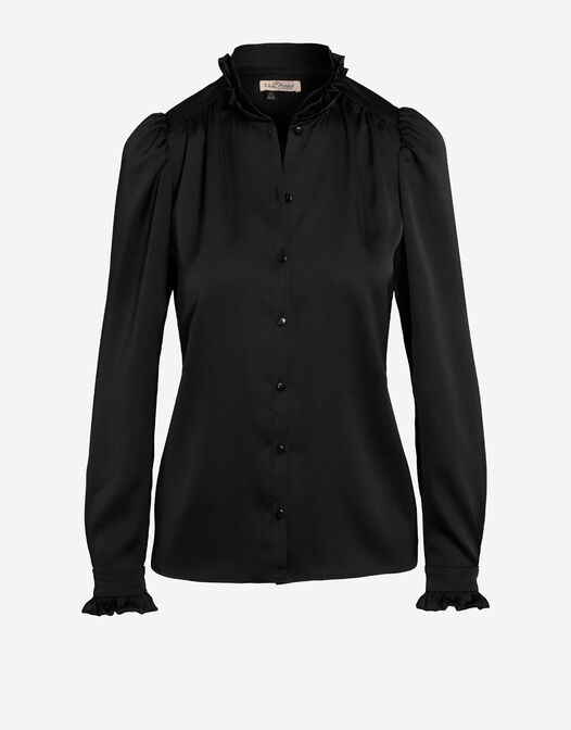 blouse met lange mouwen en kraagje zwart Mary packshot